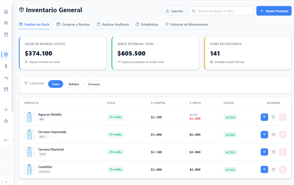 Panel de Control de Inventario Turneoo